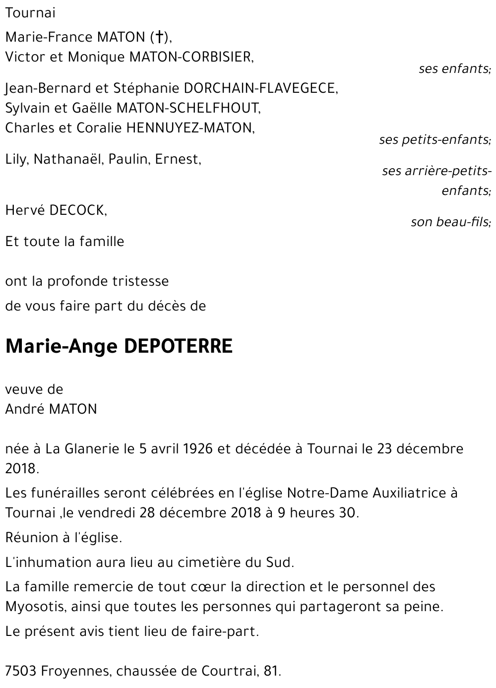 Marie-Ange DEPOTERRE