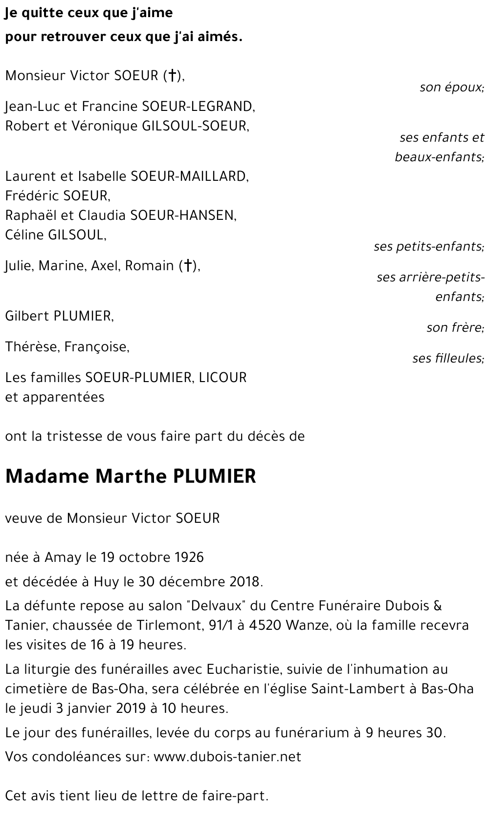 Marthe PLUMIER