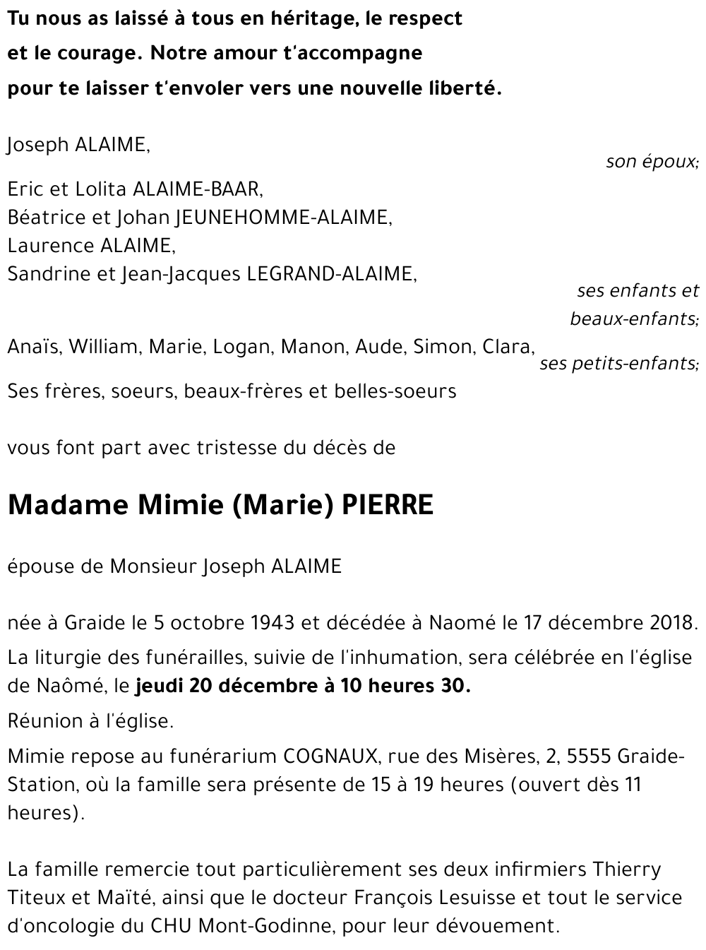 Mimie (Marie) PIERRE