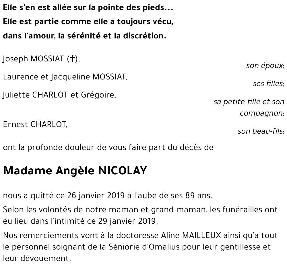 Angèle NICOLAY