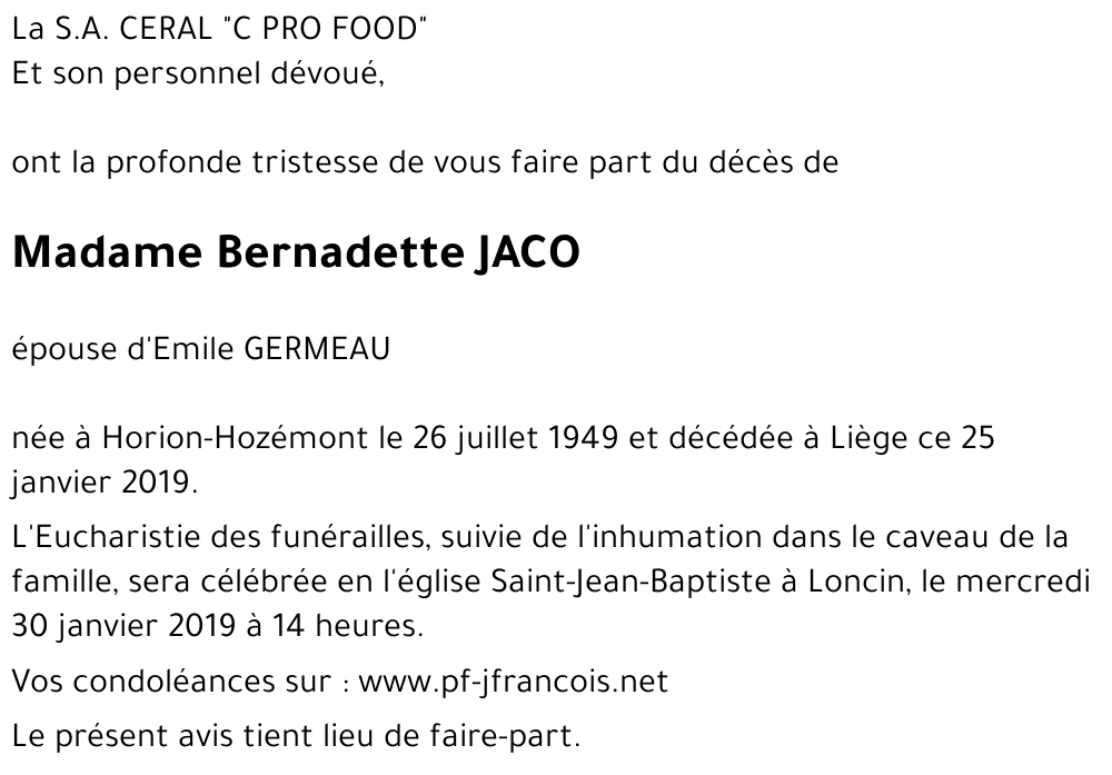 Bernadette JACO