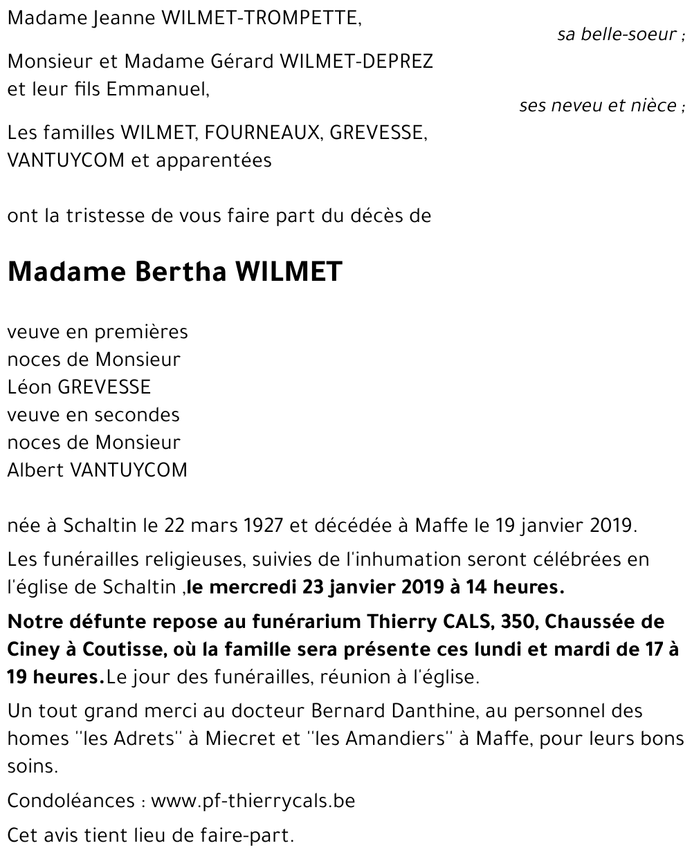 Bertha WILMET