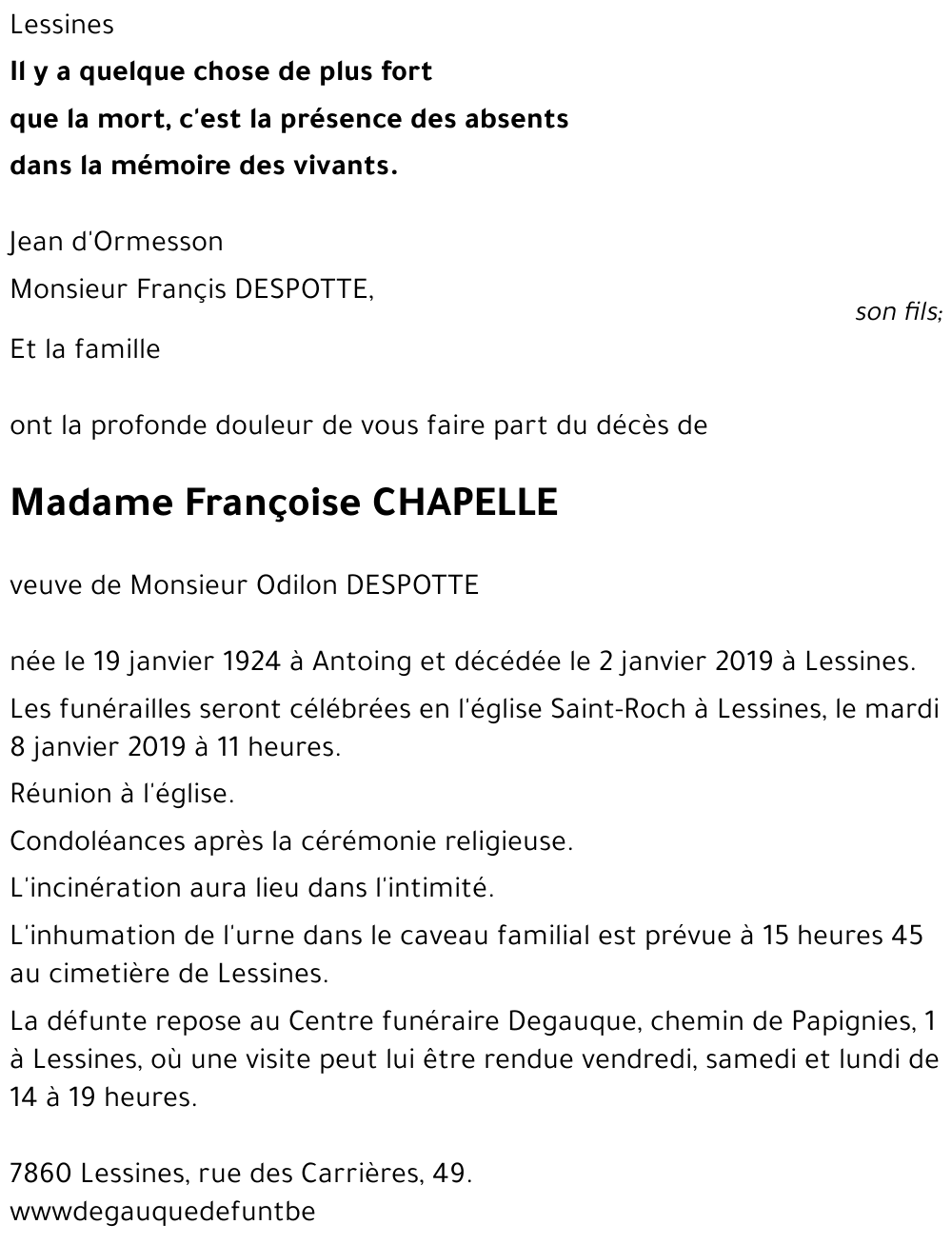 Françoise CHAPELLE