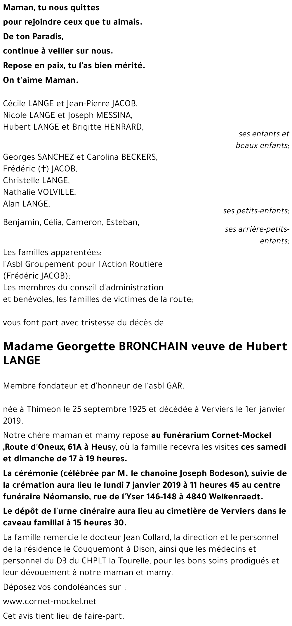 Georgette BRONCHAIN