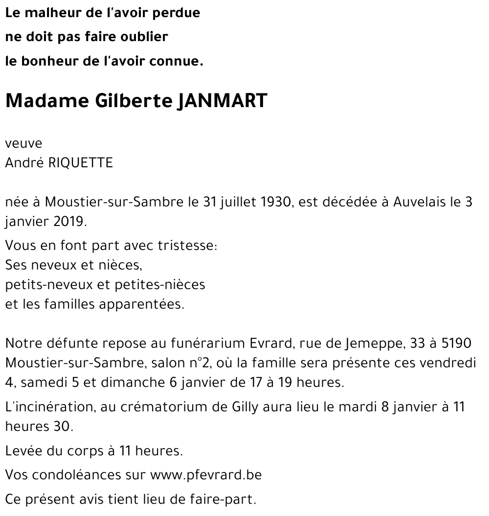 Gilberte JANMART