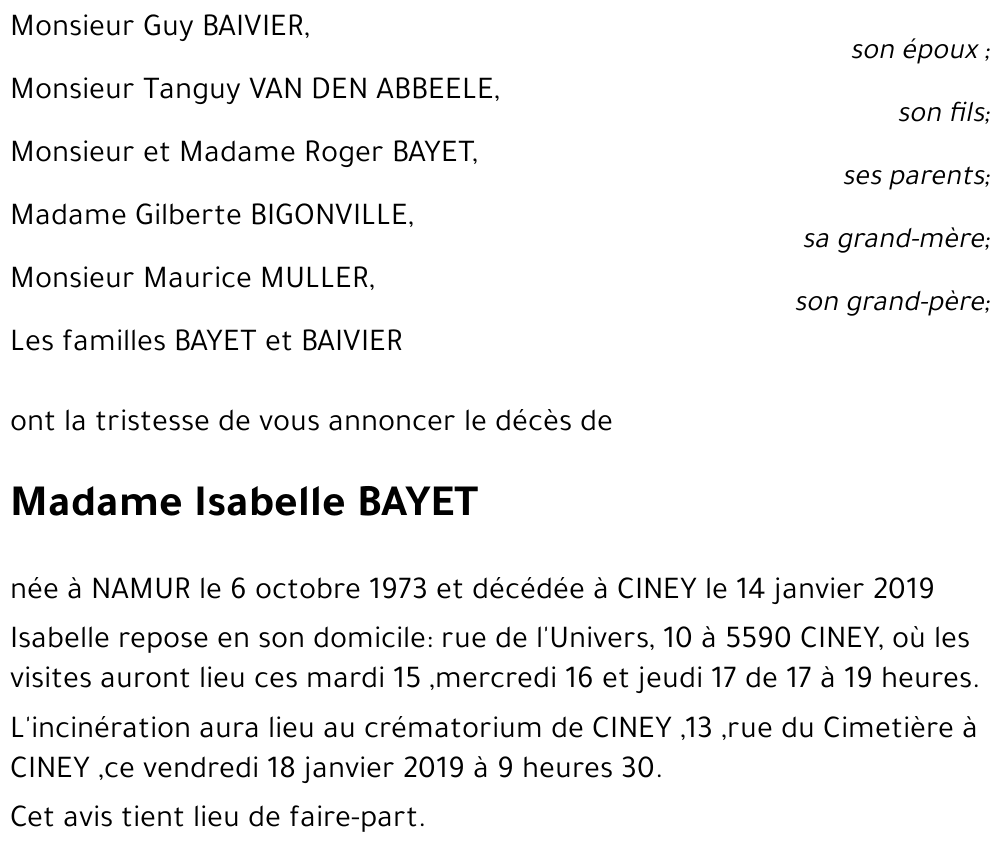 Isabelle BAYET