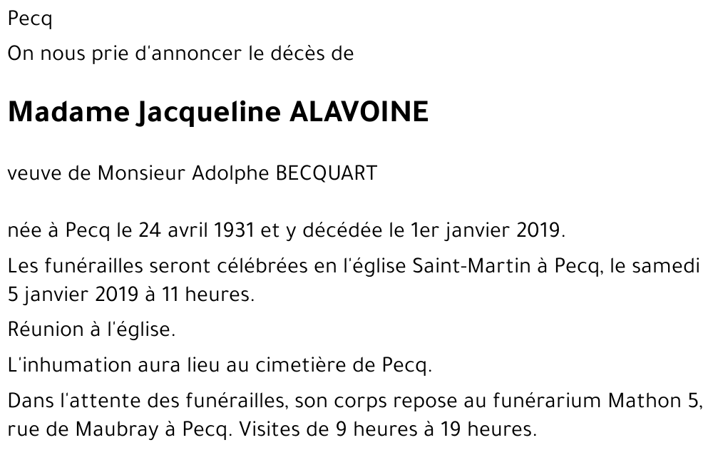 Jacqueline ALAVOINE