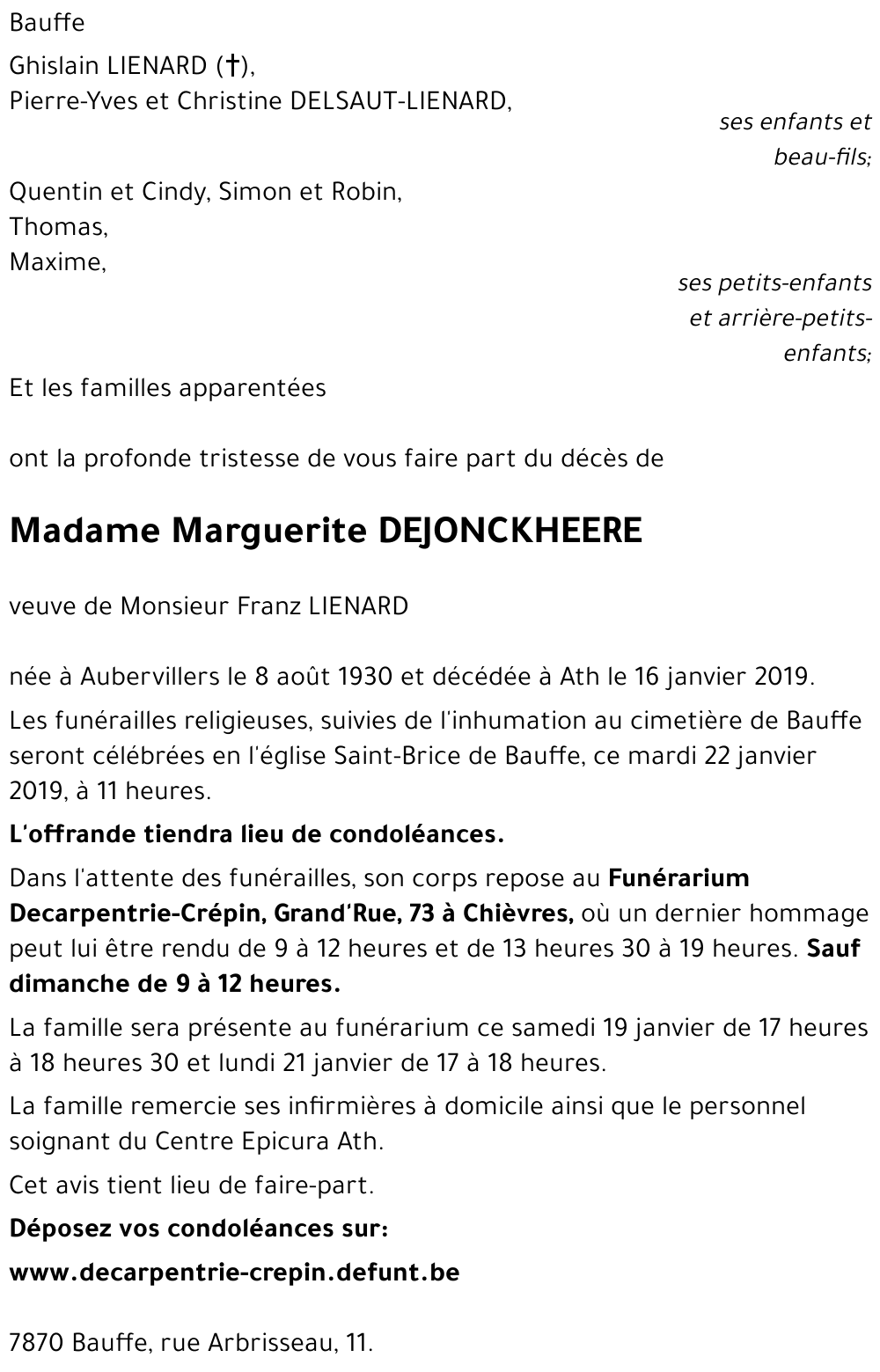 Marguerite DEJONCKHEERE