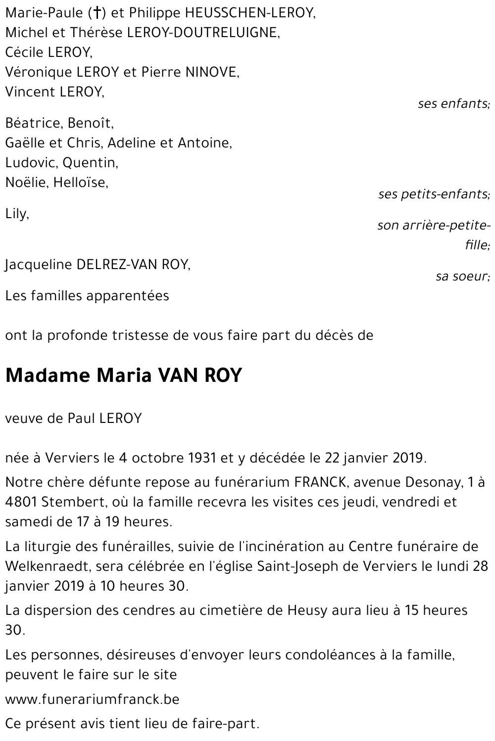 Maria VAN ROY