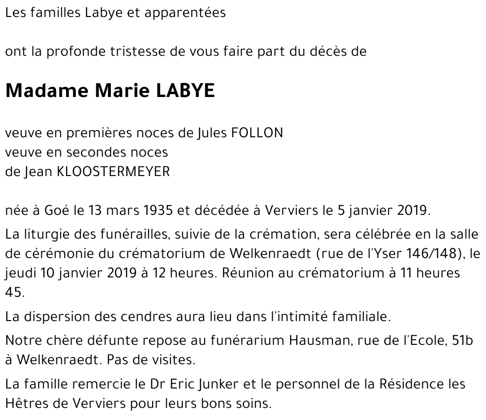 Marie LABYE