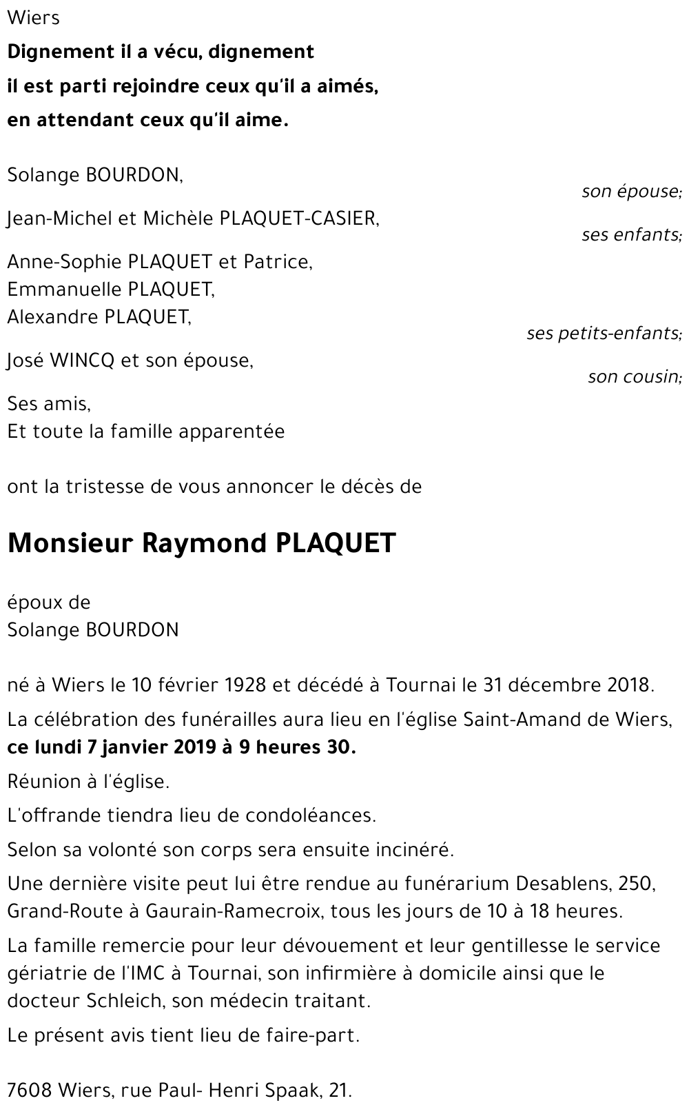 Raymond PLAQUET