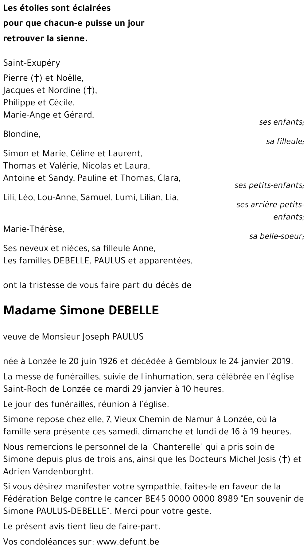 Simone DEBELLE