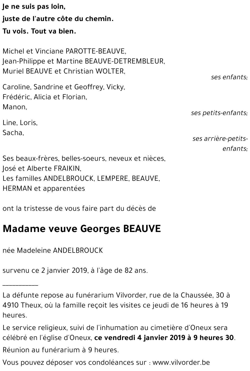 veuve Georges BEAUVE