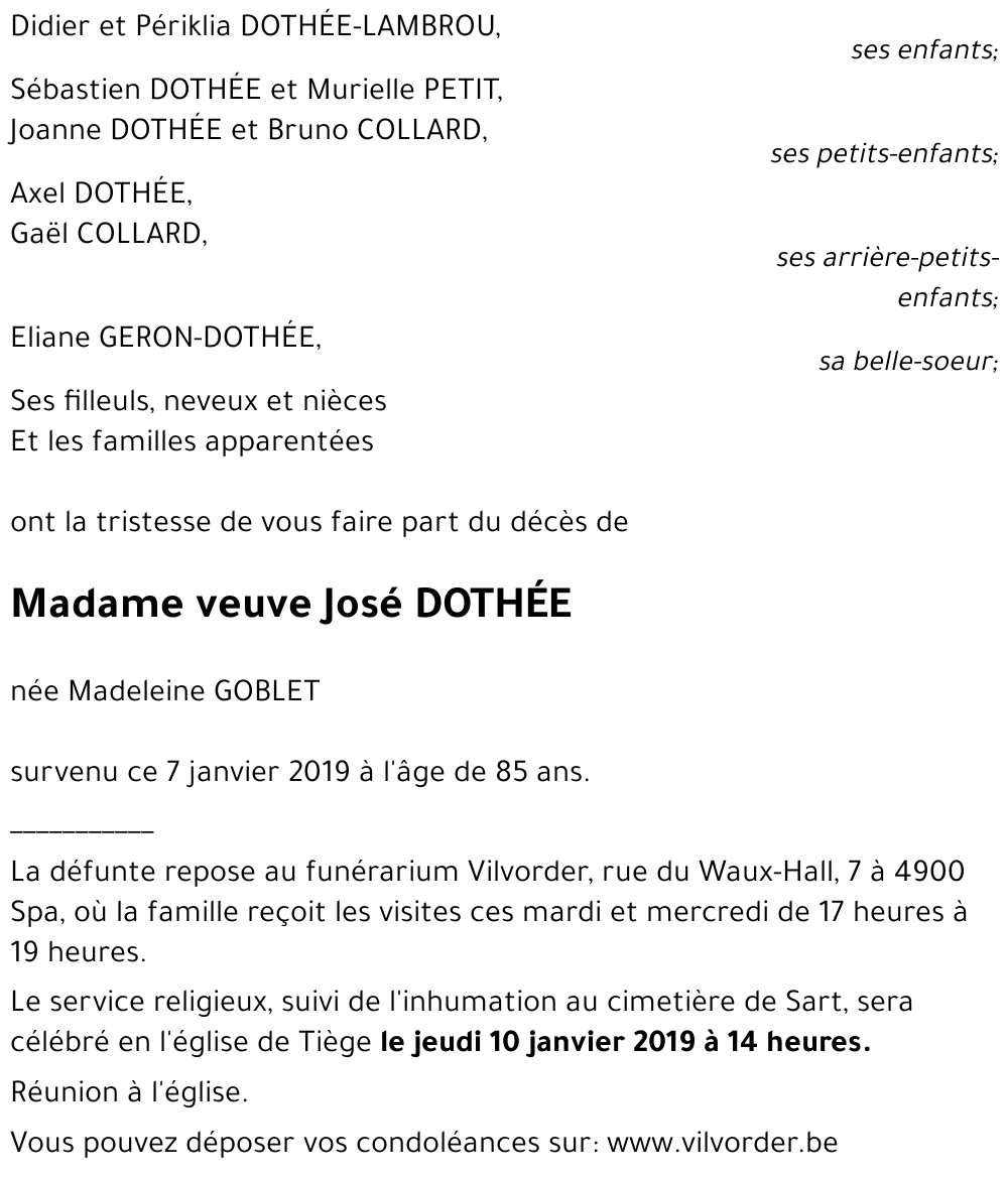 veuve José DOTHéE