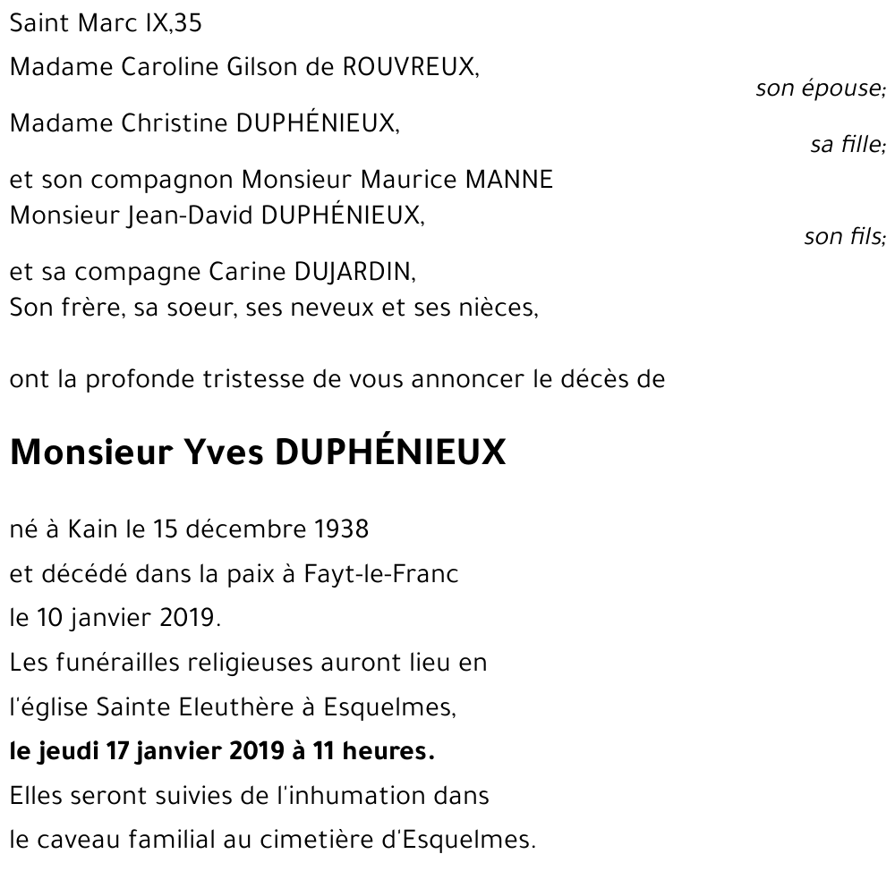 Yves DUPHENIEUX