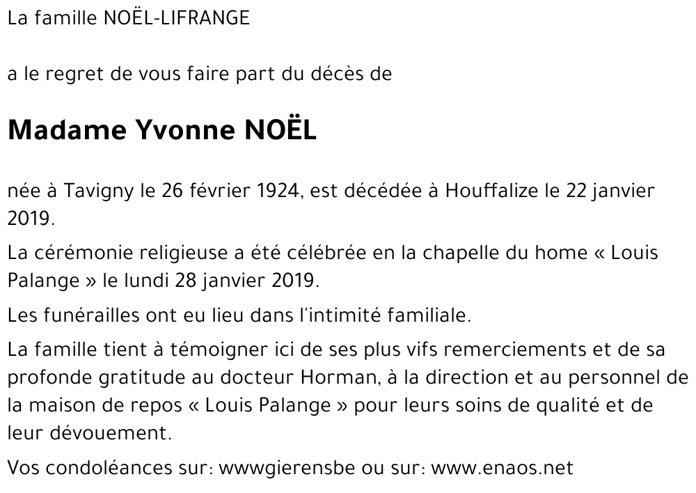 Yvonne NOËL