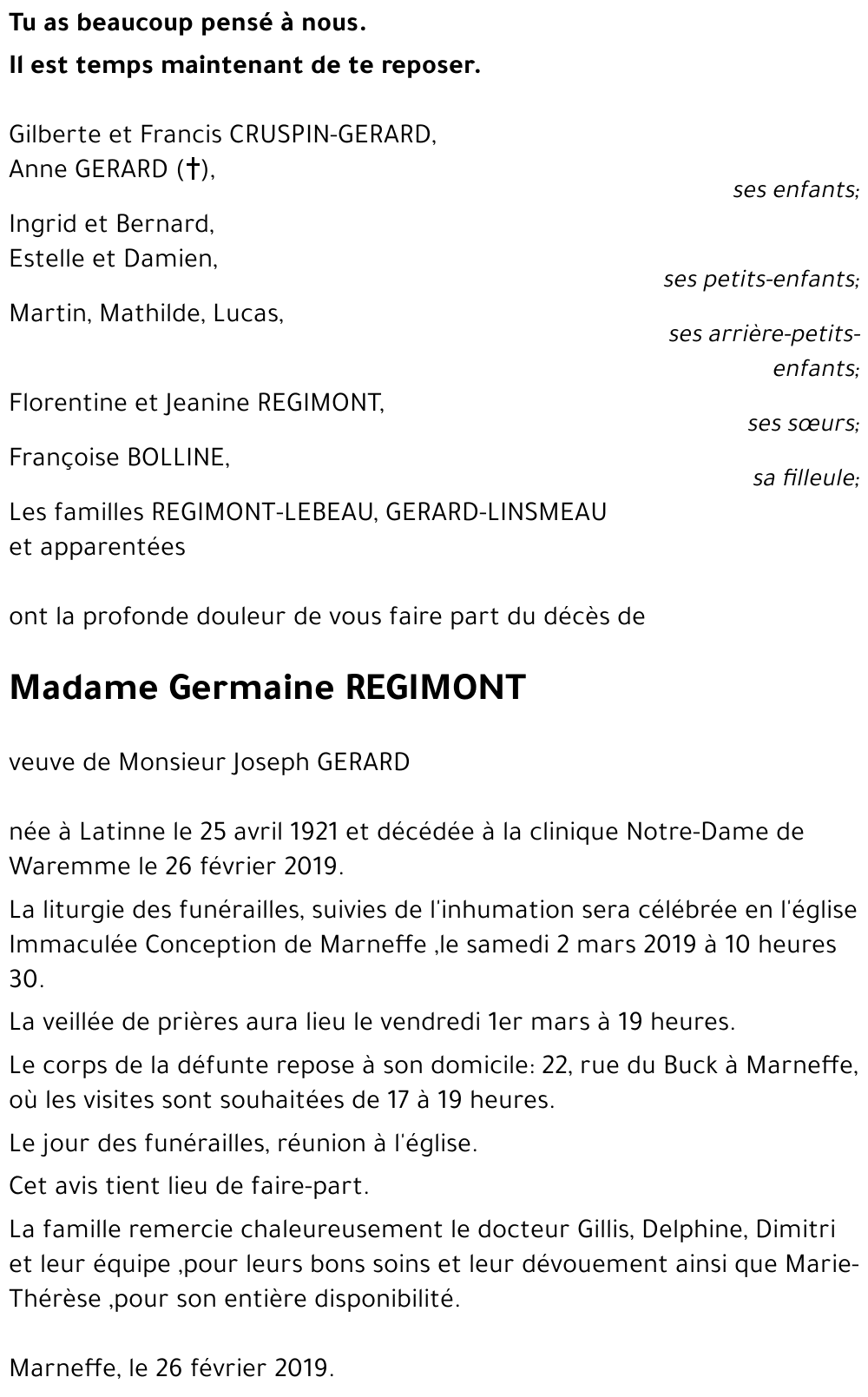 Germaine REGIMONT