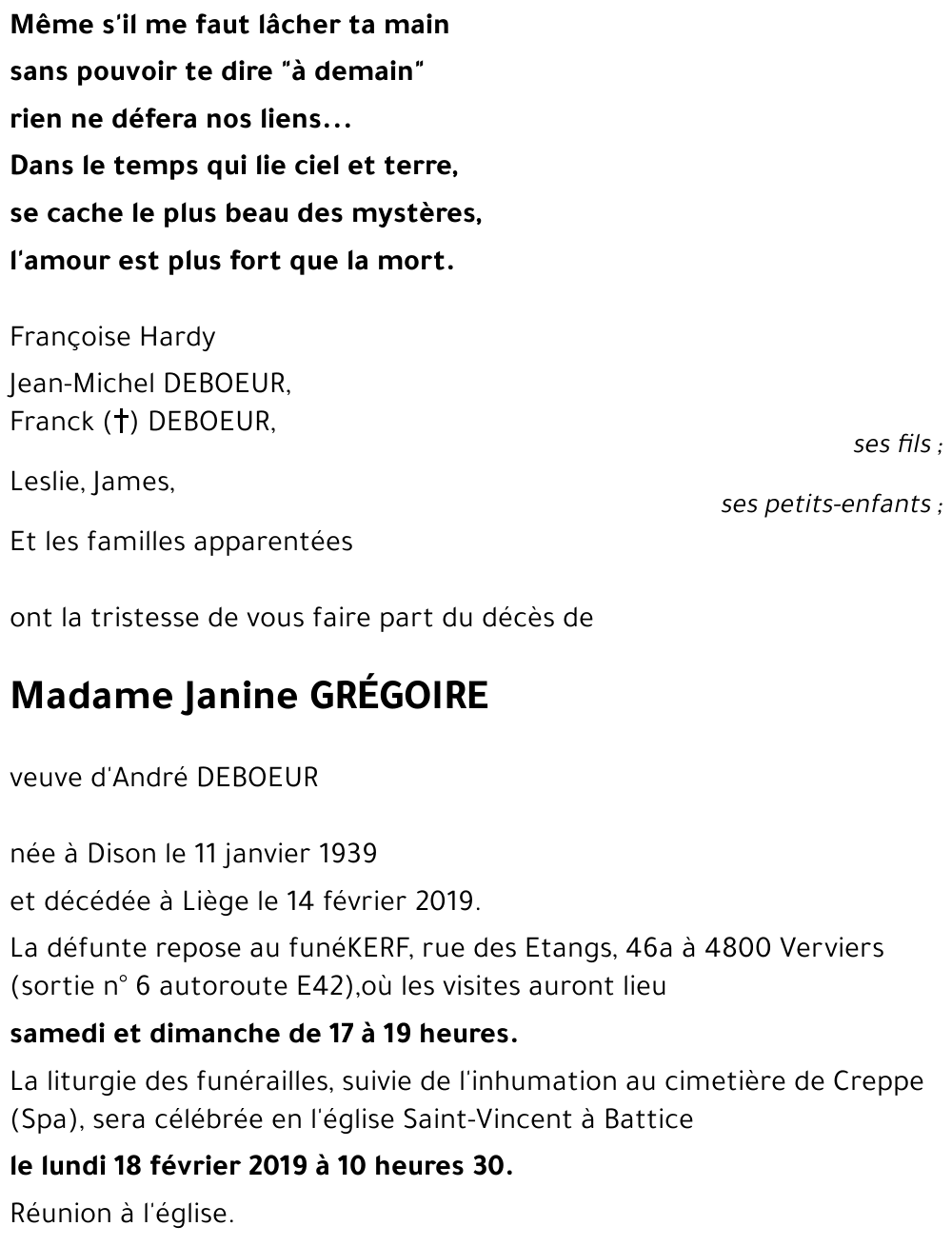 Janine GRÉGOIRE