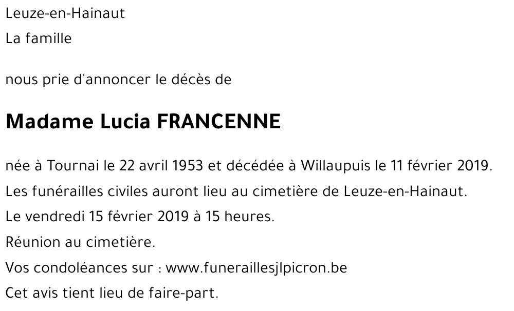 Lucia FRANCENNE