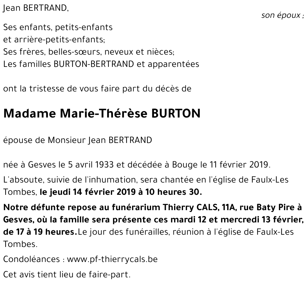 Marie-Thérèse BURTON