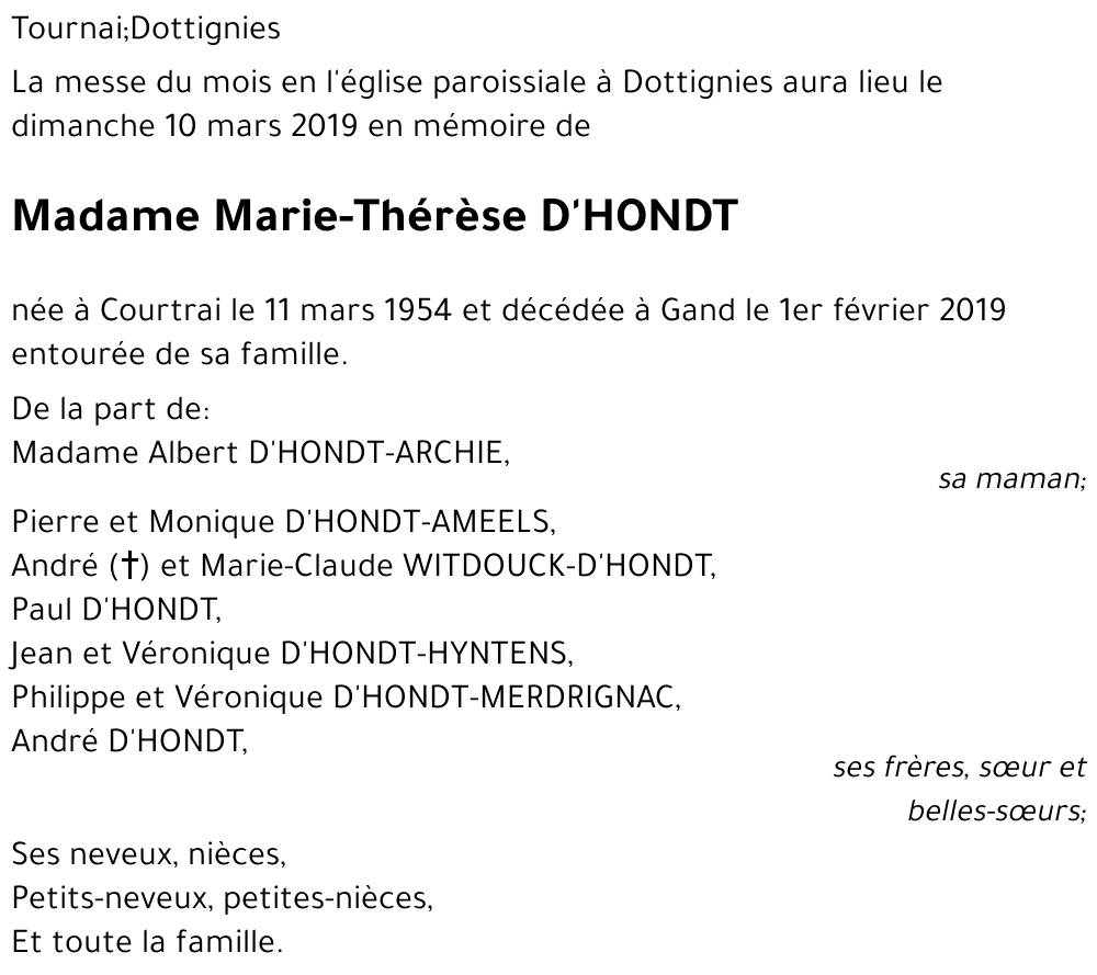 Marie-Thérèse D'Hondt