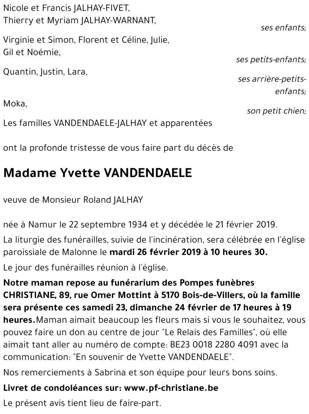 Yvette VANDENDAELE