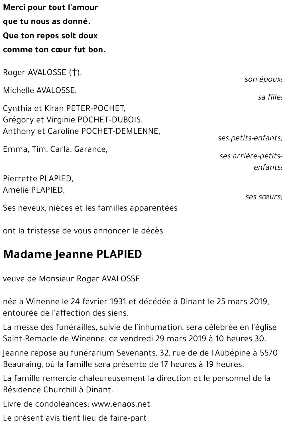 Jeanne PLAPIED