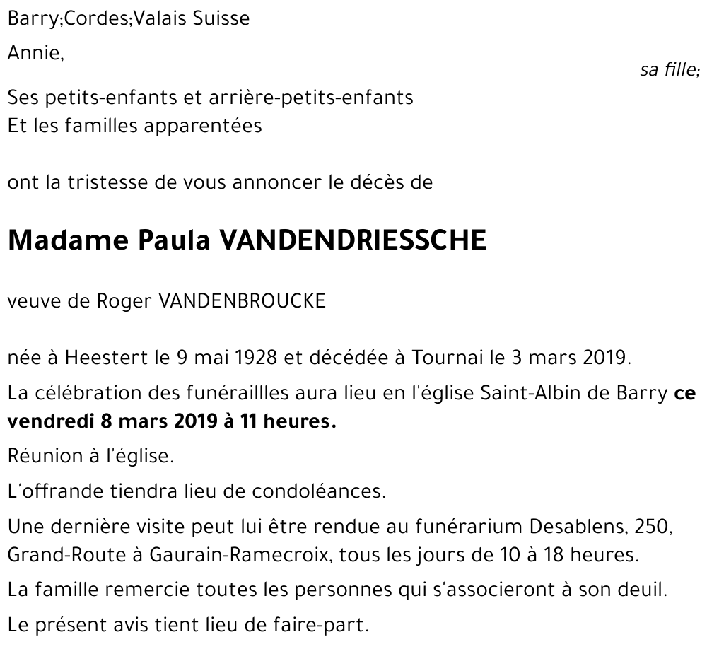 Paula VANDENDRIESSCHE