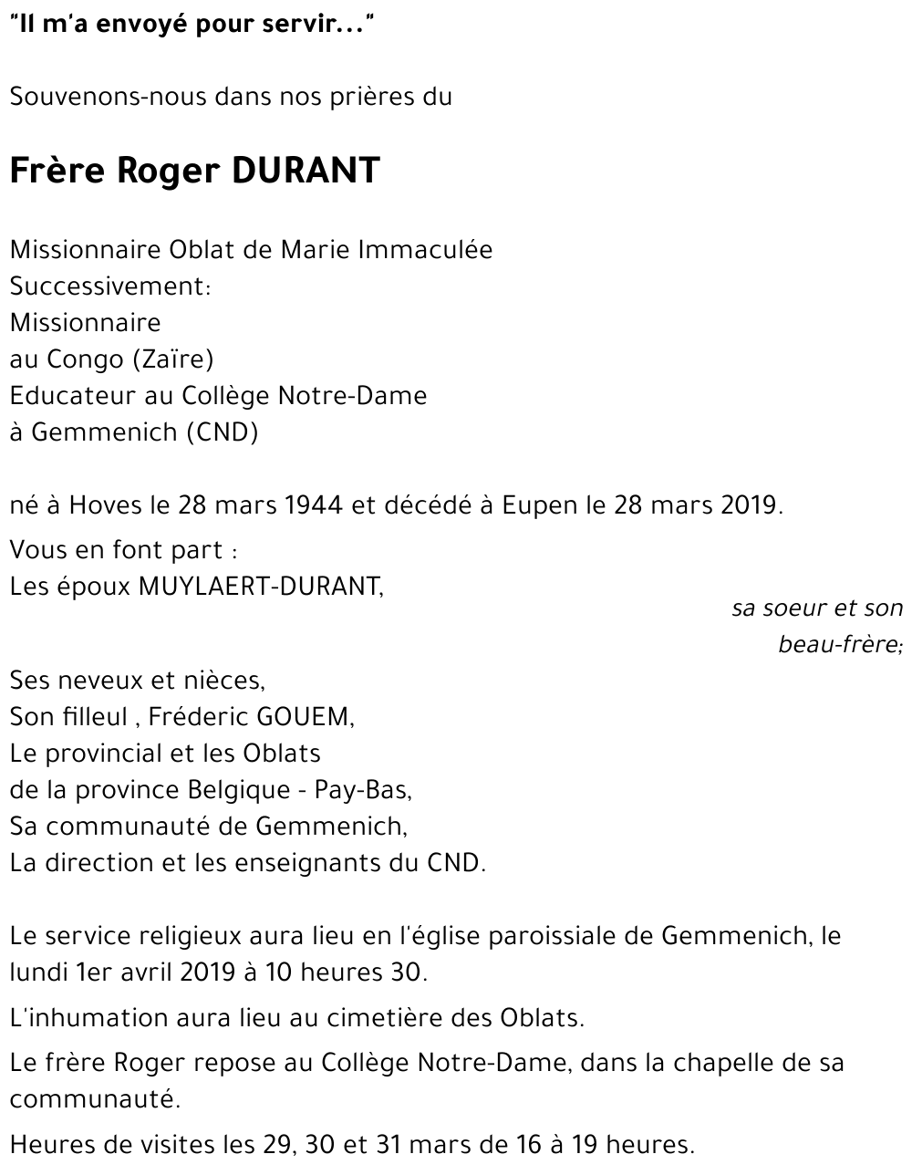 Roger DURANT