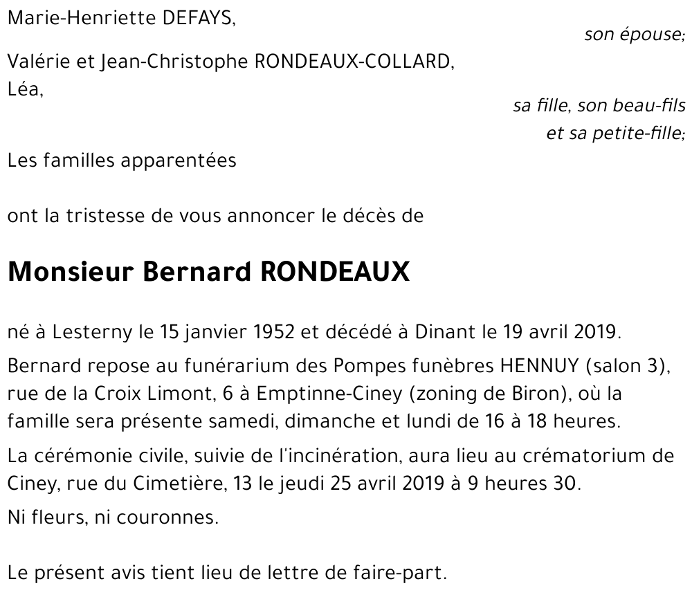 Bernard RONDEAUX