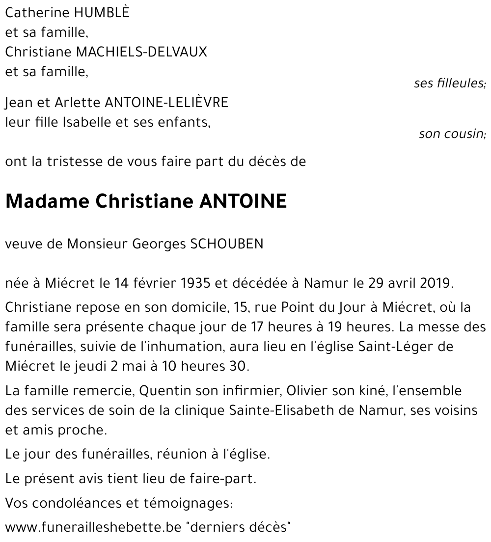 Christiane ANTOINE