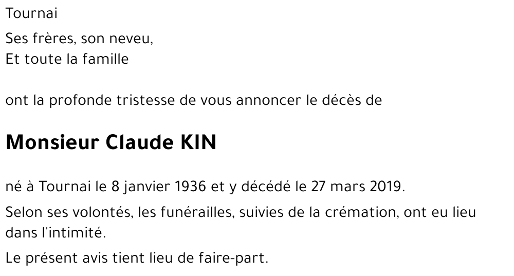 Claude KIN