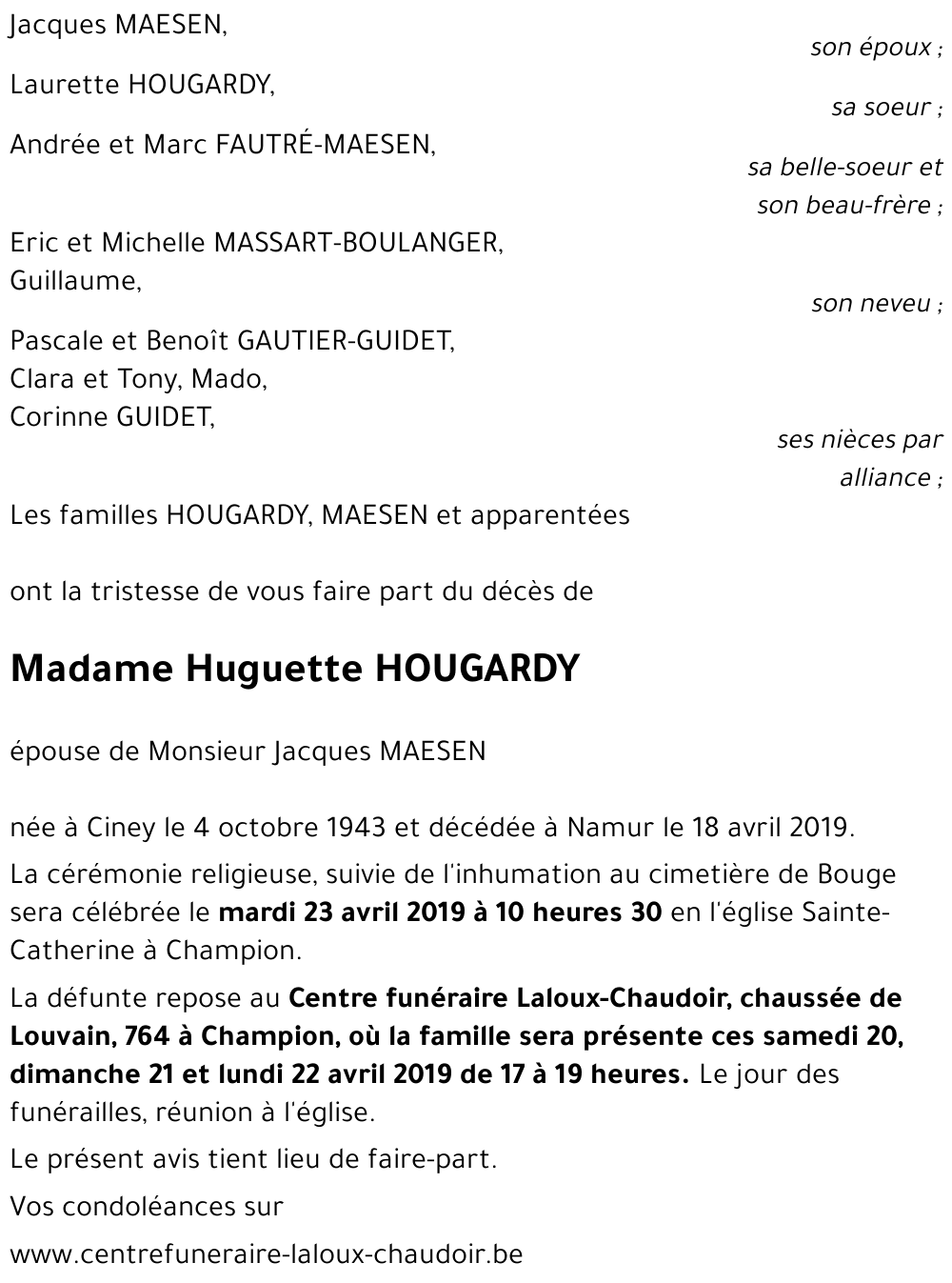 Huguette HOUGARDY