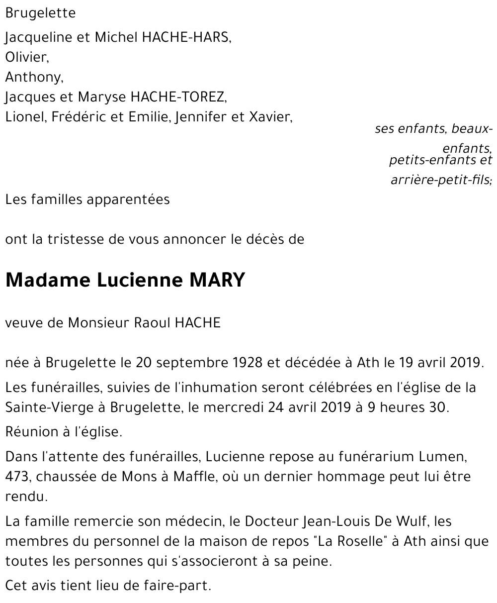 Lucienne MARY