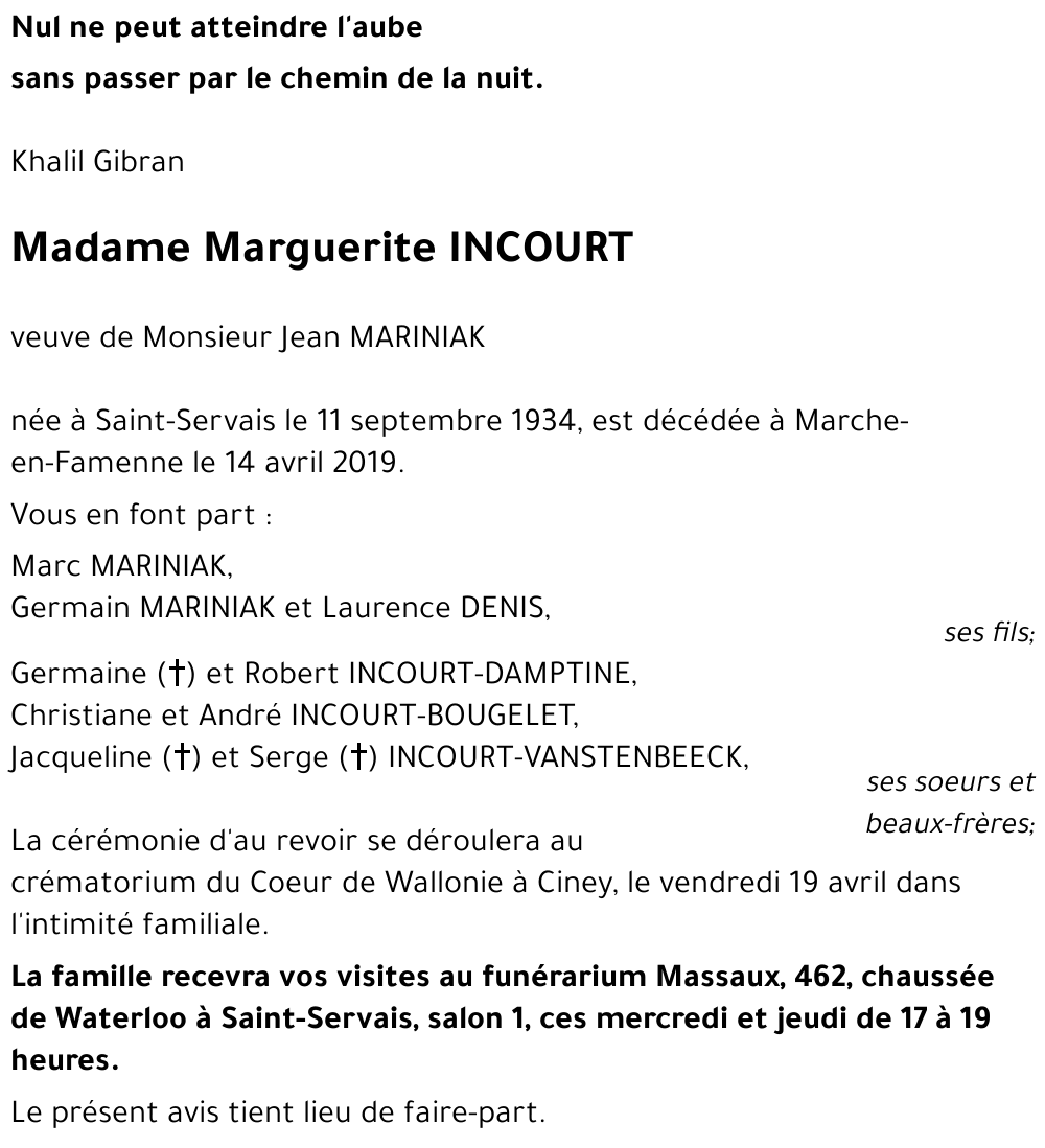 Marguerite INCOURT