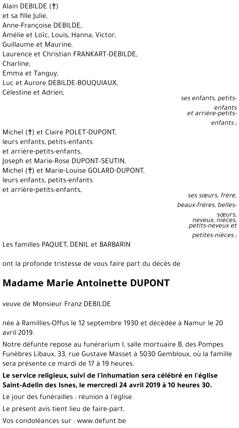 Marie Antoinette DUPONT