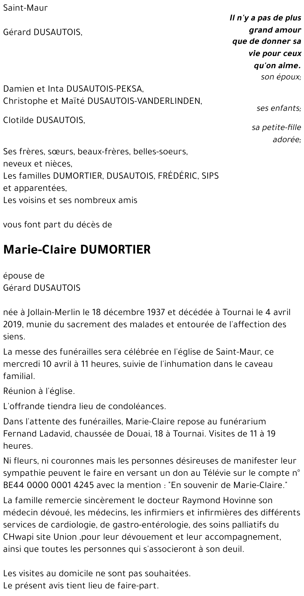 Marie-Claire DUMORTIER