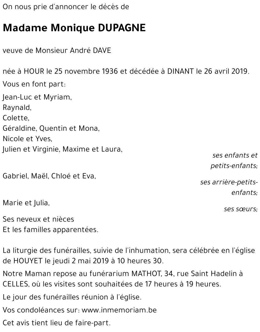 Monique DUPAGNE