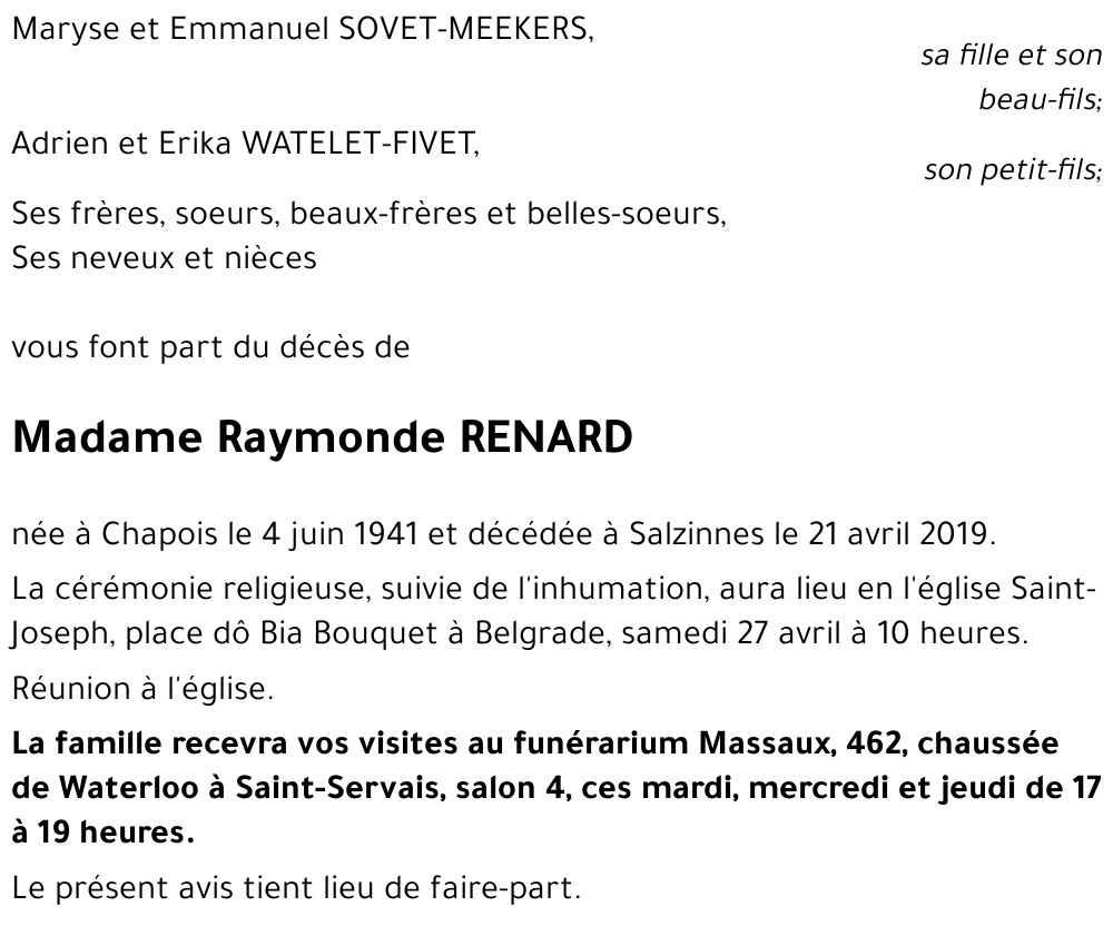 Raymonde RENARD