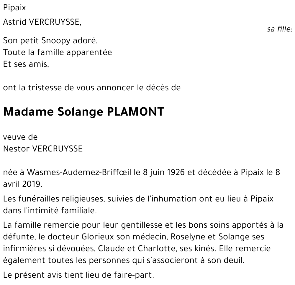 Solange PLAMONT