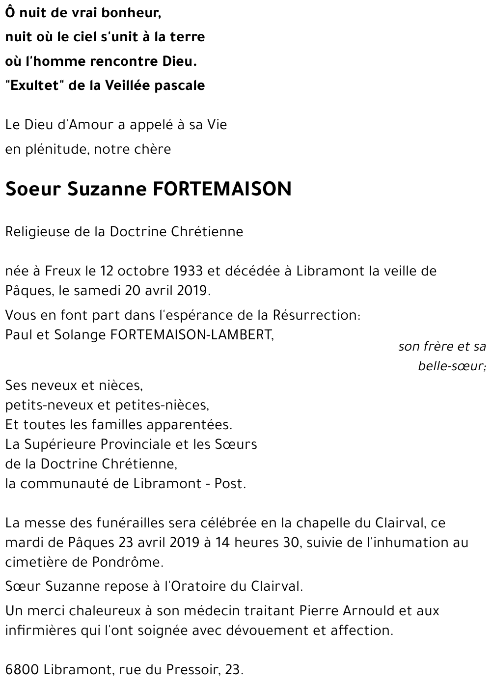 Suzanne FORTEMAISON