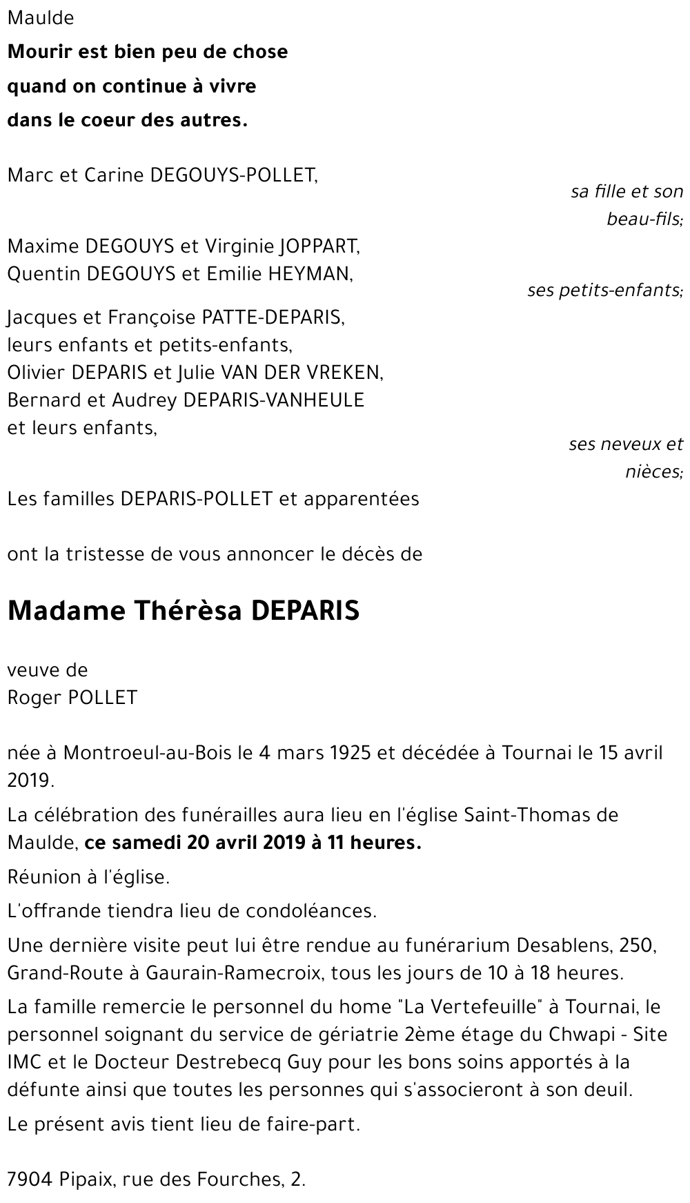 Thérèsa DEPARIS