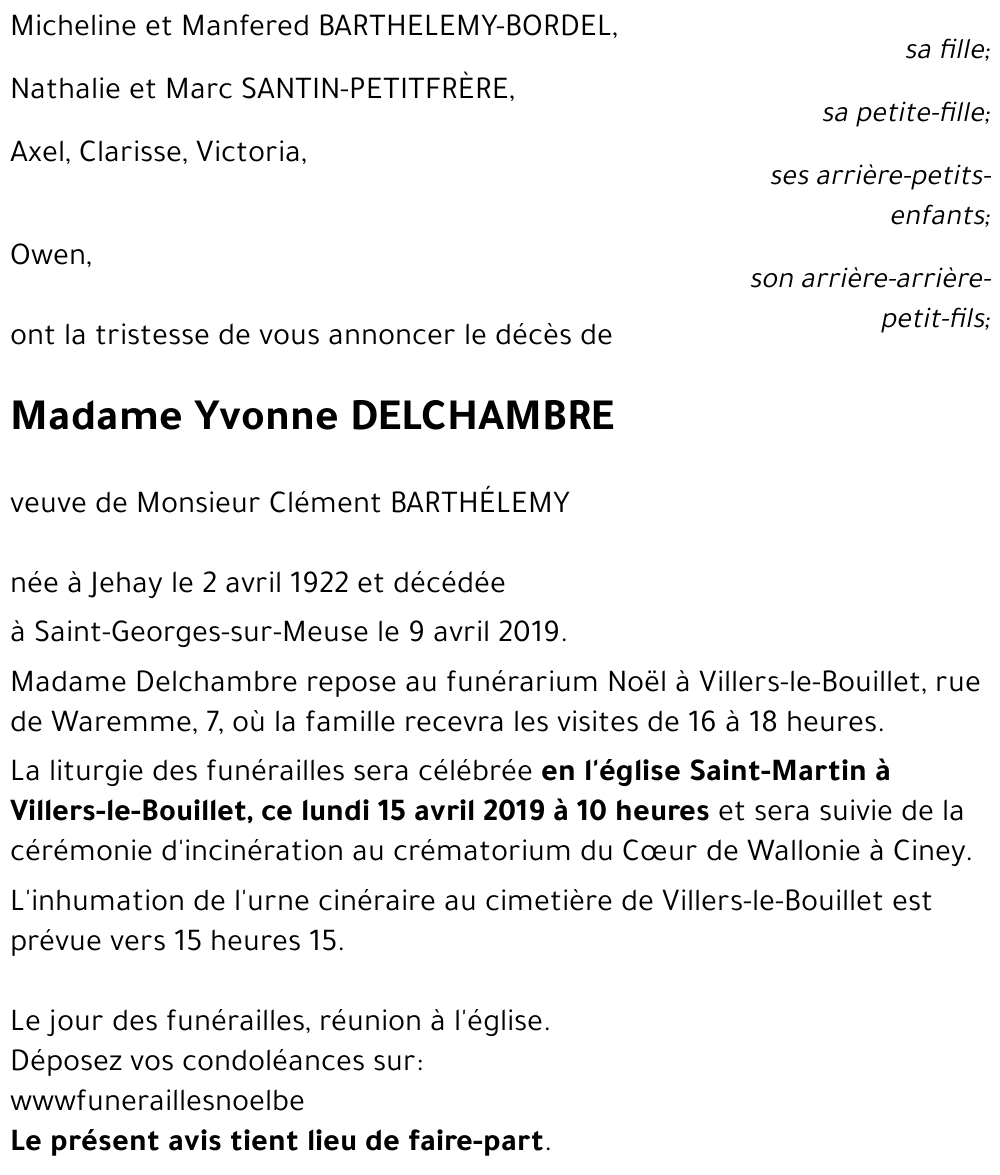 Yvonne DELCHAMBRE