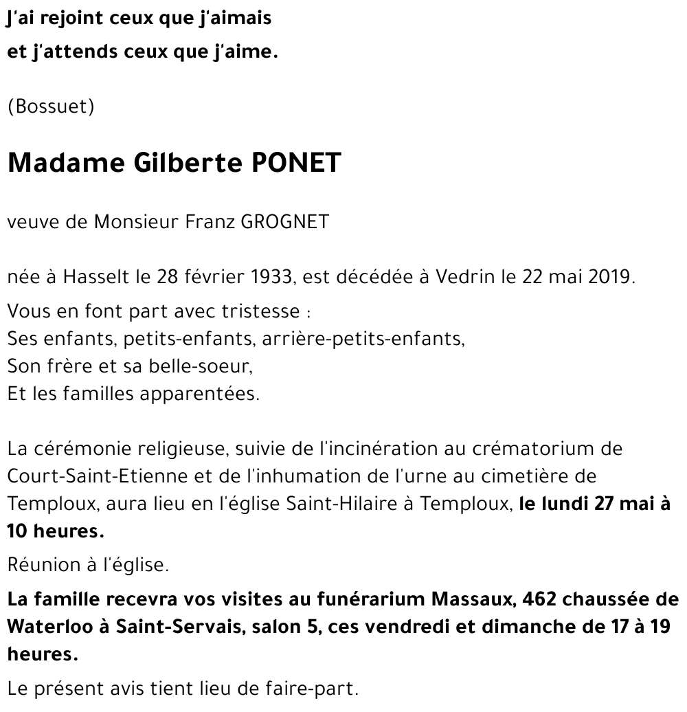 Gilberte PONET