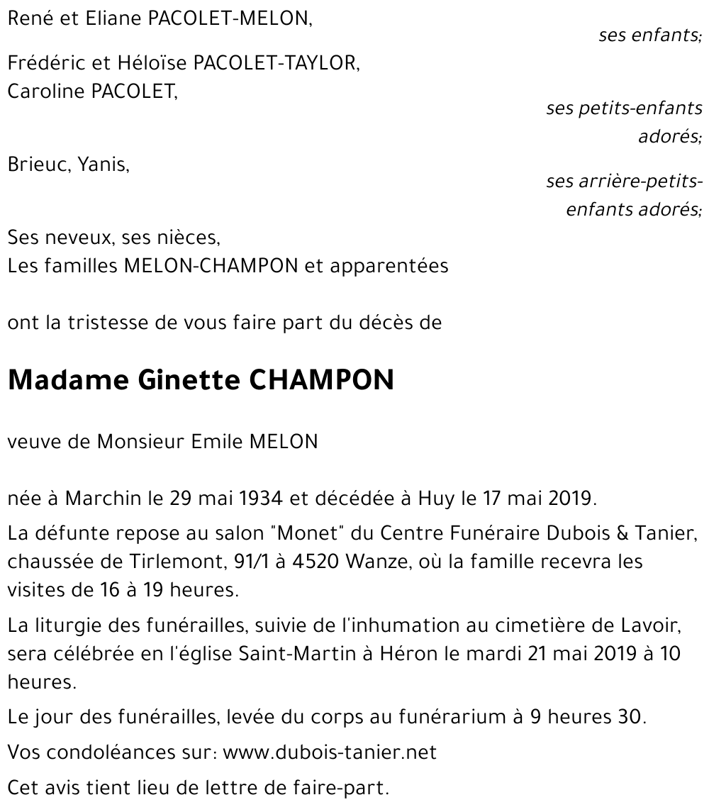 Ginette CHAMPON