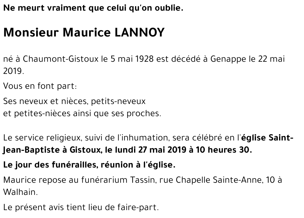 Maurice LANNOY