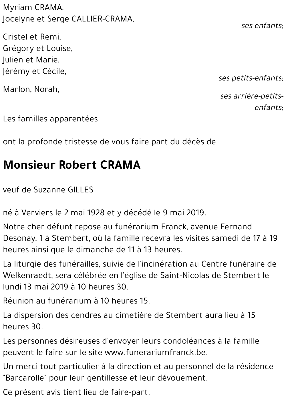 Robert CRAMA