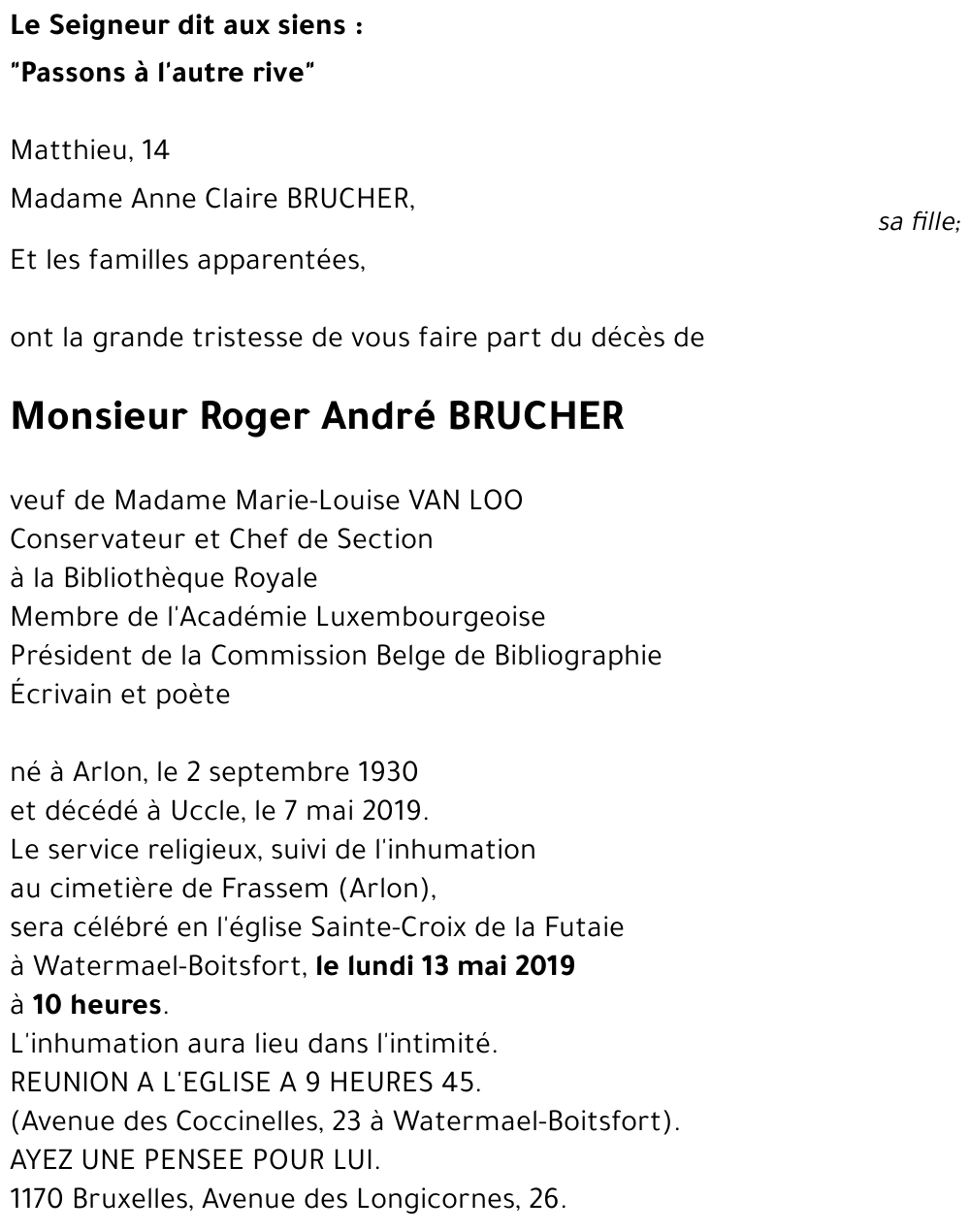 Roger André BRUCHER