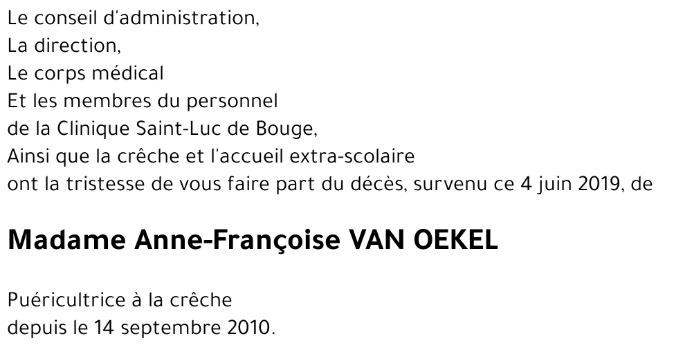 Anne-Françoise VAN OEKEL