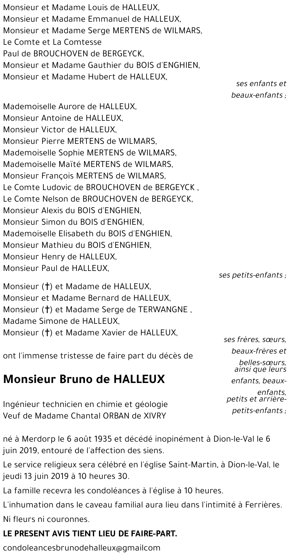 Bruno de HALLEUX